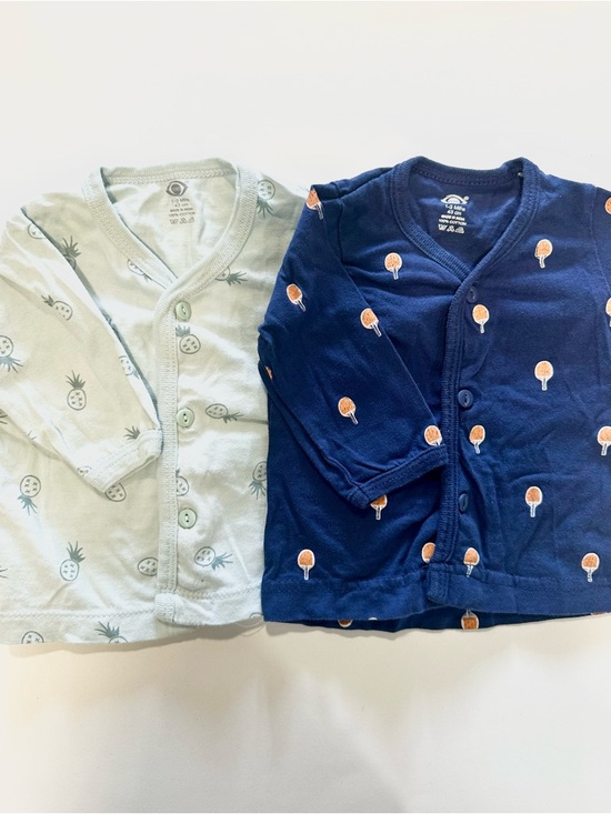Other - Set of 2 Baby Cardigans - Light Mint Pineapple & Navy Orange Print